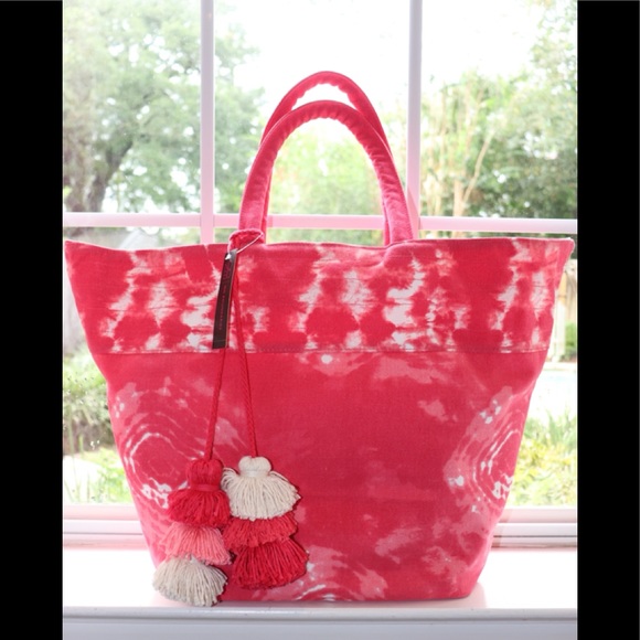 NO BOUNDARIES PINK/WHITE CANVAS TOTE - Picture 3 of 9